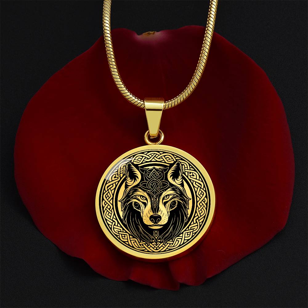 Celtic Wolf Necklace, Personalized Celtic Jewelry, Engraved Fenrir Viking Gift For Her & Him, Gold Animal Spirit Companion, Dog Lover Charm Pendant