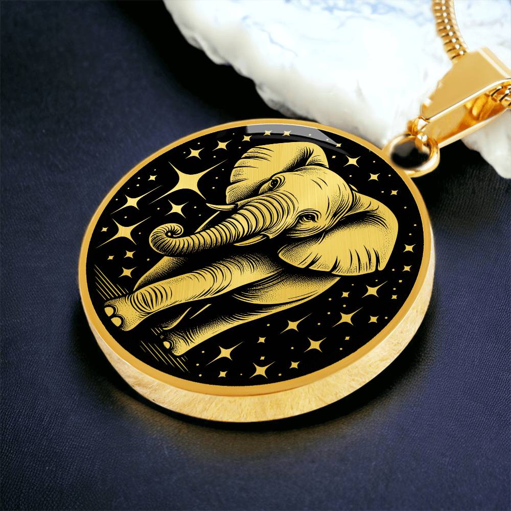 Elephant Necklace, Good Luck Charm Pendant, Spirit Companion Jewelry Gifts, Engraved Gold Elephant Valentines Gift & Mothers Day Necklace
