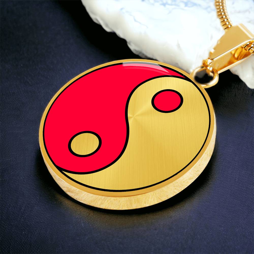 Gold Pendant Fire and Ice Yin Yang Necklace