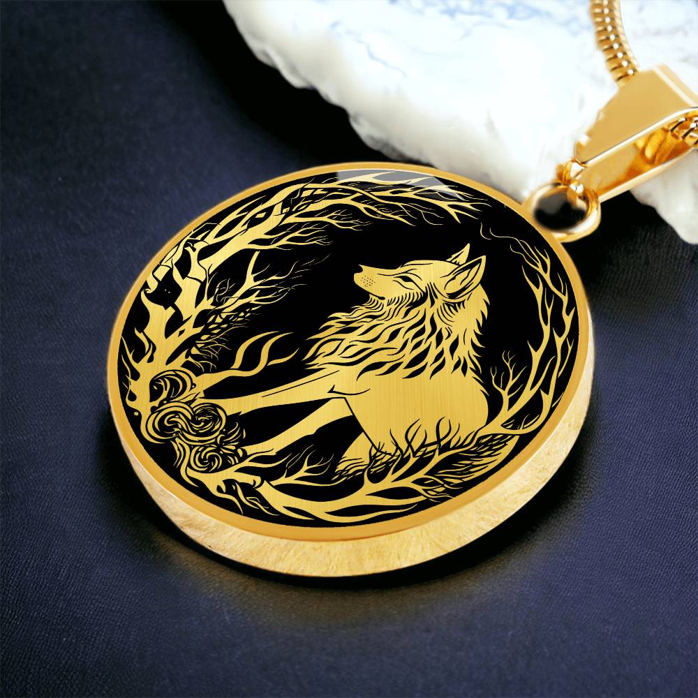 Silver Wolf Necklace, Personalized Nature Jewelry, Engraved Animal Spirit Companion Gift, Gold Lunar New Year of the Dog Charm Pendant