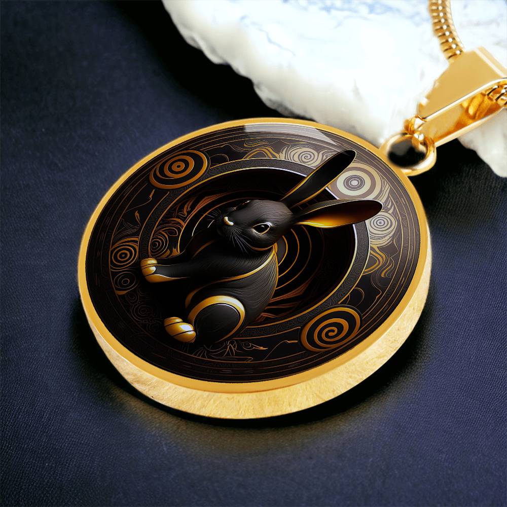 Black Rabbit Necklace, Year of The Rabbit 2023 Lunar New Year Gift, Personalized Easter Gold Bunny Necklace, Chinese Zodiac Animal Jewelry