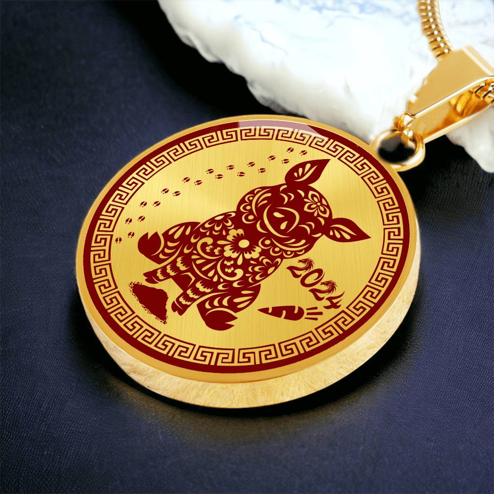 Gold Pig Necklace Pendant