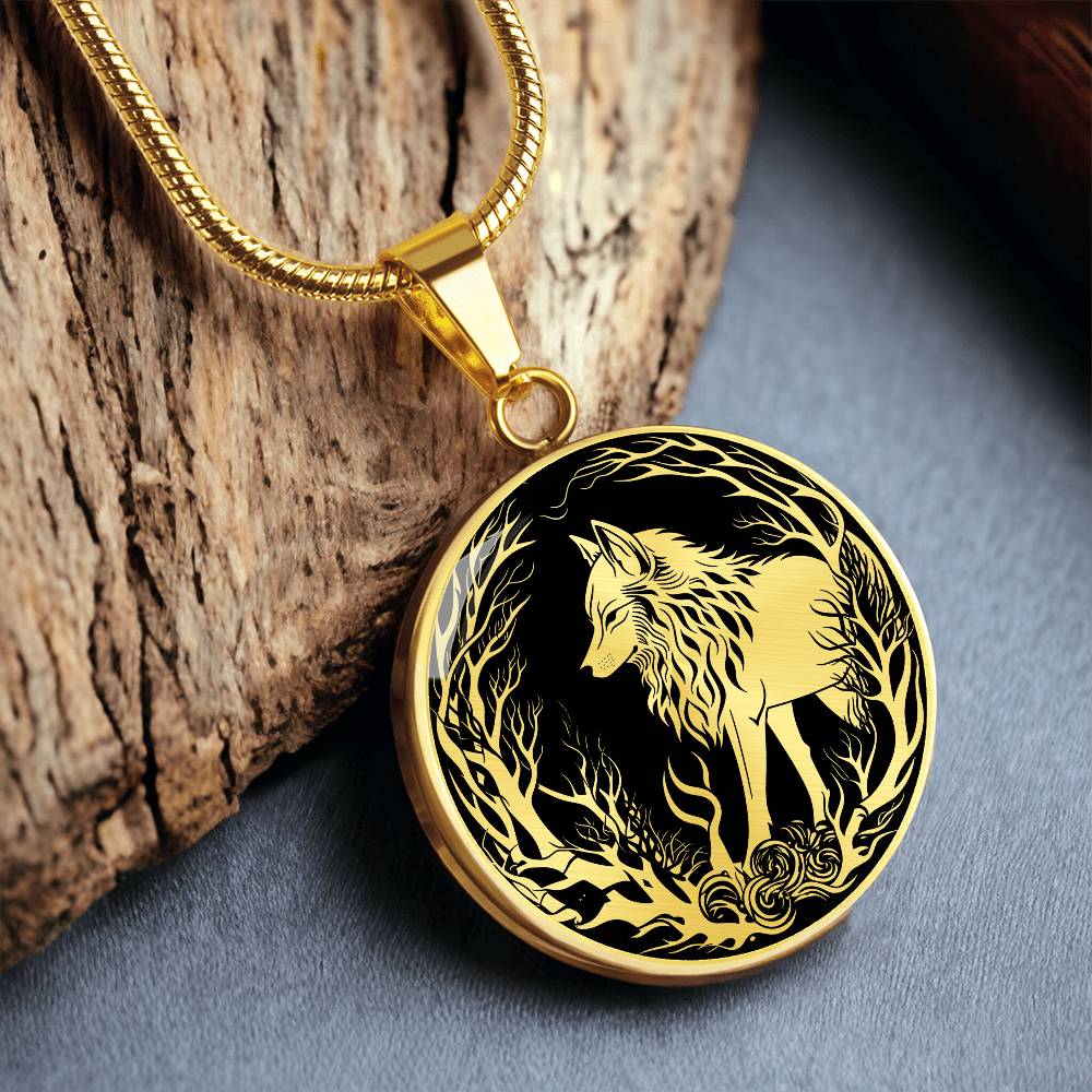 Silver Wolf Necklace, Personalized Nature Jewelry, Engraved Animal Spirit Companion Gift, Gold Lunar New Year of the Dog Charm Pendant