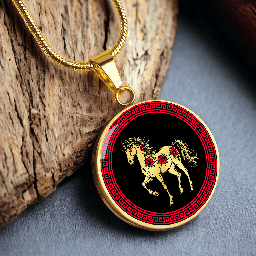 Horse Necklace Chinese Zodiac Pendant Jewelry