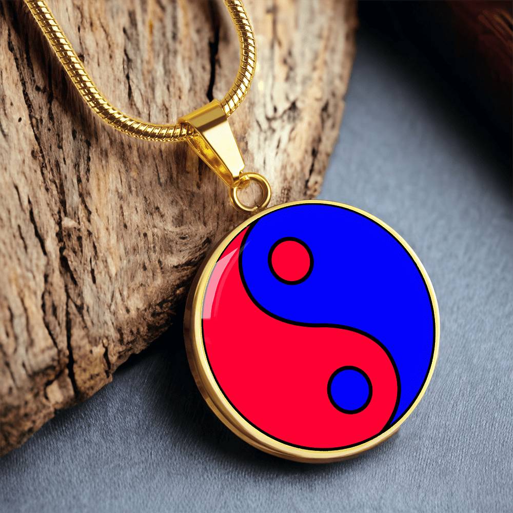 Gold Pendant Fire and Ice Yin Yang Necklace