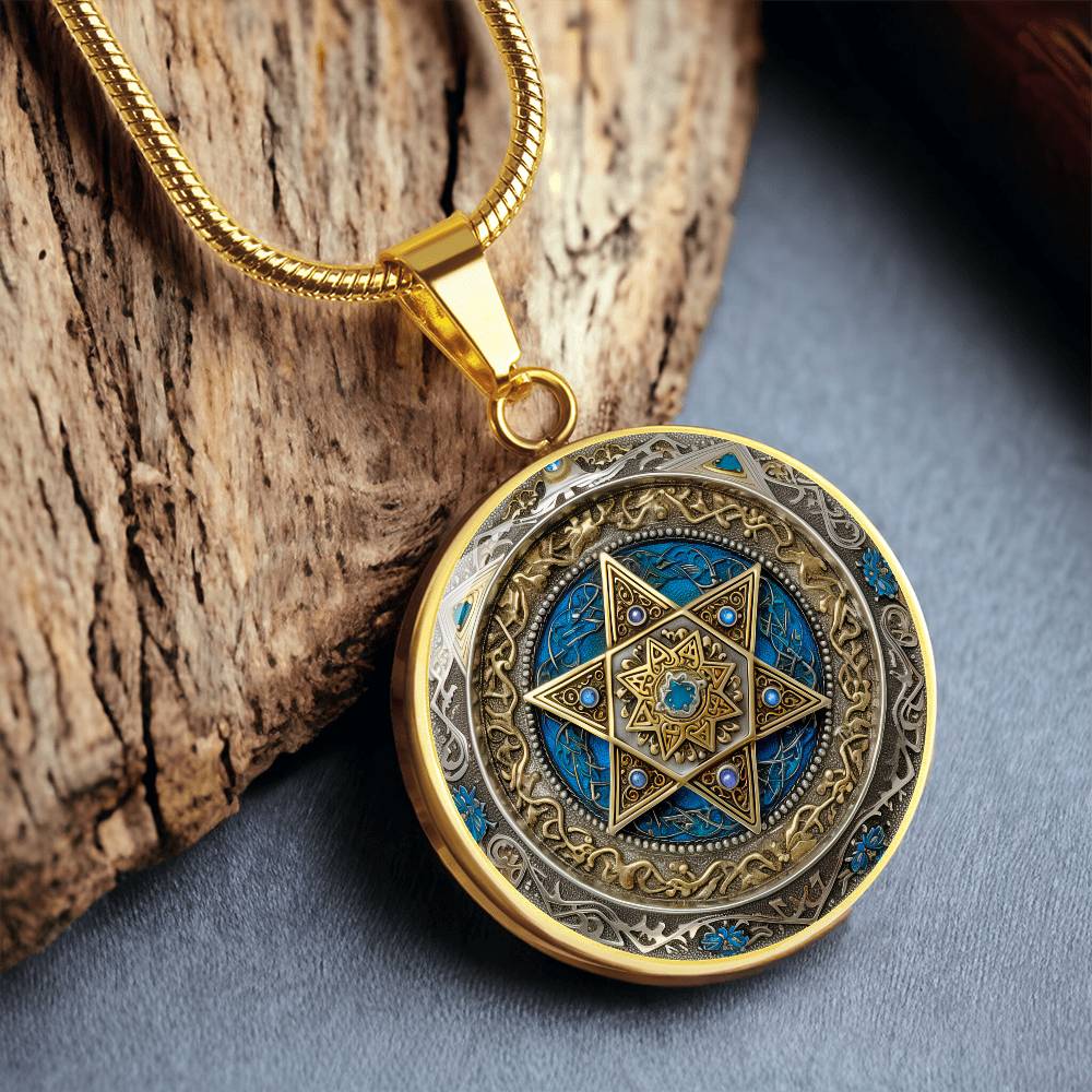 Gold Star of David Necklace Close Up