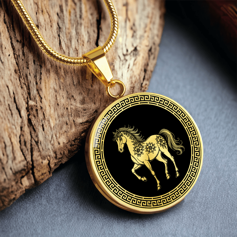 Horse Necklace Chinese Zodiac Animal Pendant Jewelry