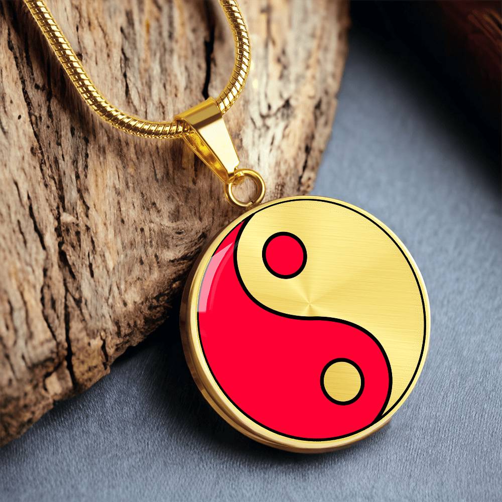 Gold Pendant Fire and Ice Yin Yang Necklace