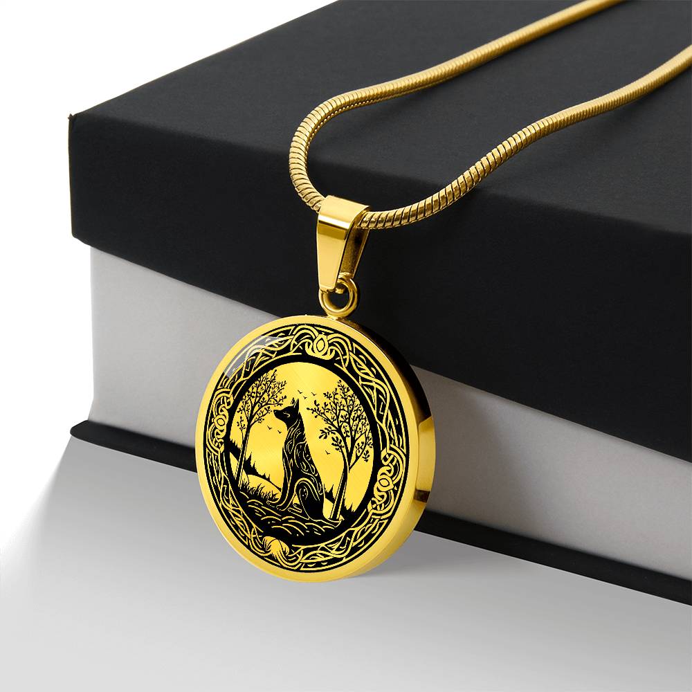 Celtic Wolf Necklace, Engraved Viking Jewelry, Personalized Animal Spirit Companion, Gold Dog Lover Gift, Norse Pagan Charm Pendant