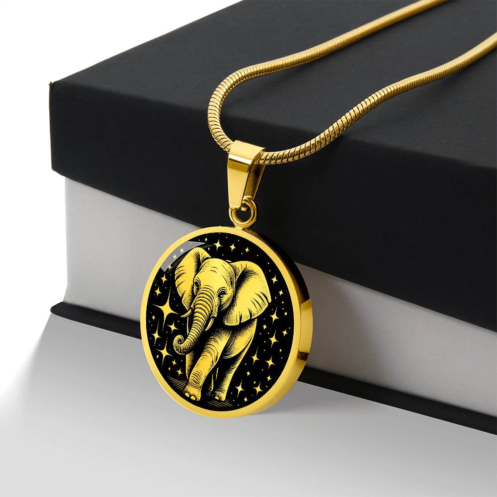 Elephant Necklace, Good Luck Charm Pendant, Spirit Companion Jewelry Gifts, Engraved Gold Elephant Valentines Gift & Mothers Day Necklace