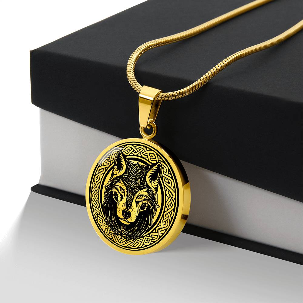 Celtic Wolf Necklace, Personalized Celtic Jewelry, Engraved Fenrir Viking Gift For Her & Him, Gold Animal Spirit Companion, Dog Lover Charm Pendant