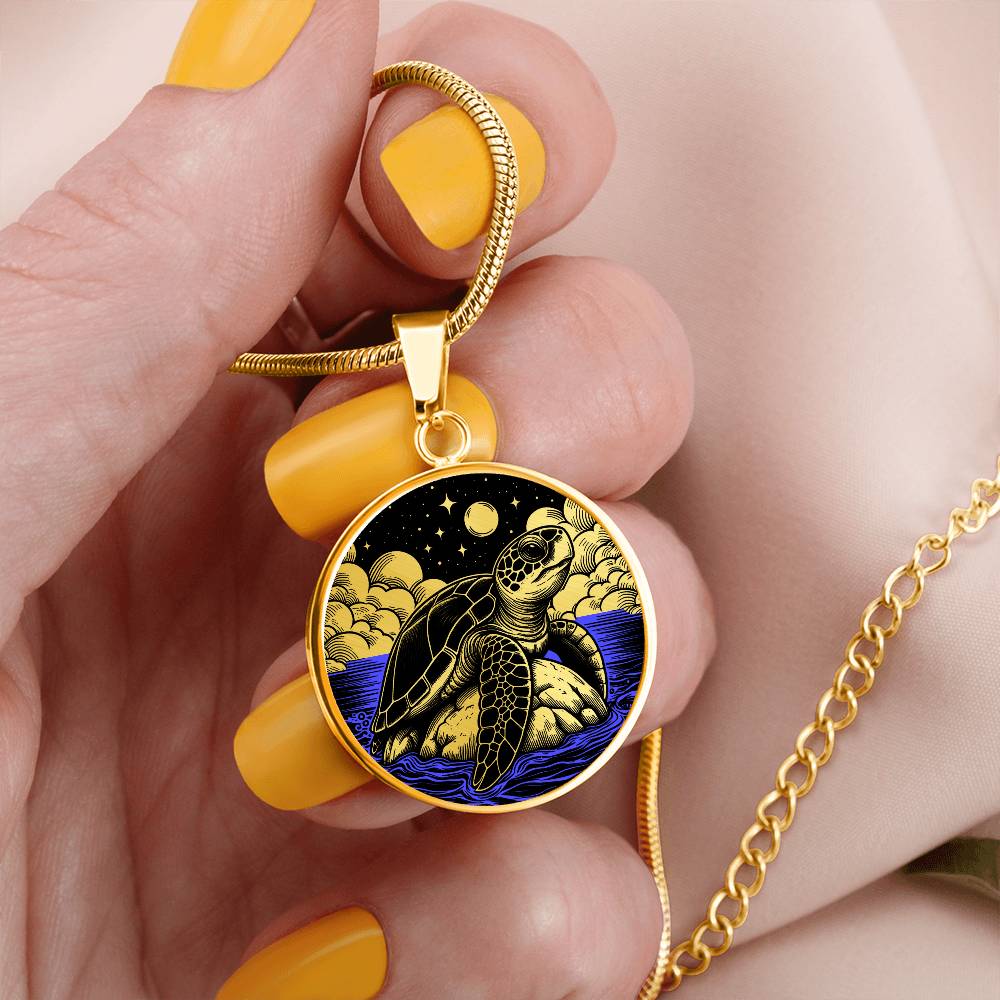 Engraved Sea Turtle Necklace