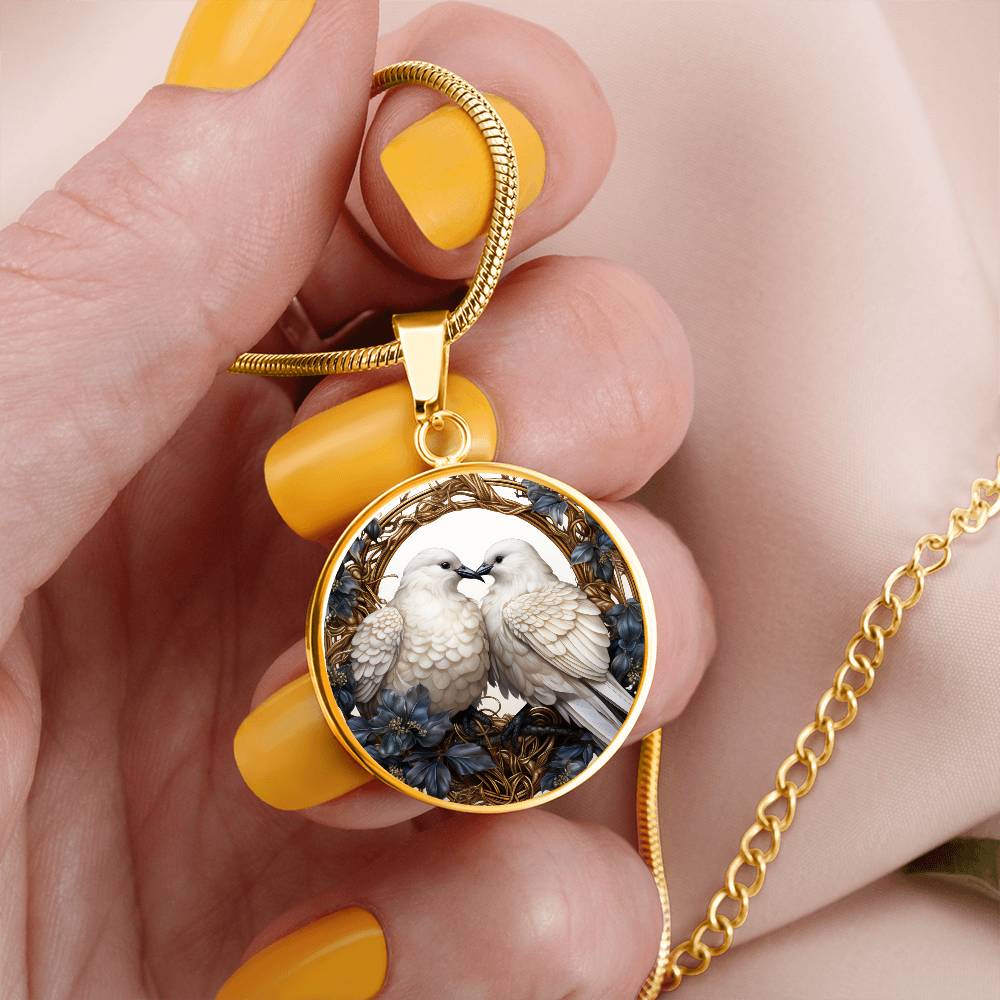 18K Gold Personalized Turtle Dove Charm Pendant Necklace, Engraved Peace Dove Jewelry Gift, Silver Animal Bird Holy Spirit Necklace