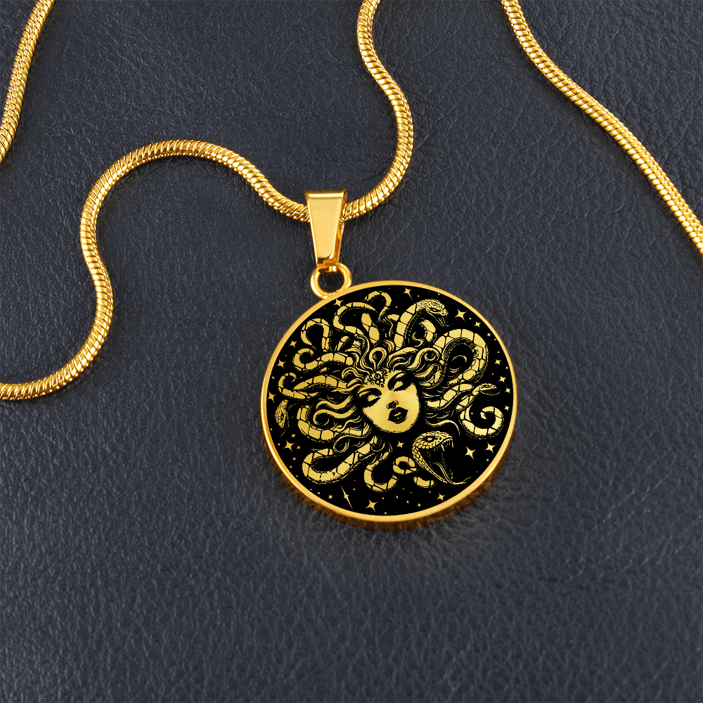 Medusa Necklace, Greek Mythology Jewelry Snake Pendant, Personalized Gothic Necklace Gorgon Gift for Women, Engraved Charm Medieval jewelry