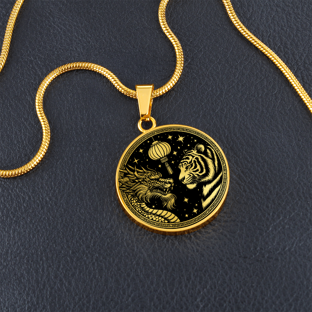 Year of The Dragon Necklace, Chinese Zodiac Animal Jewelry Gift, Lunar New Year 2024 Pendant, Engraved Spirit Companion Tiger Necklace