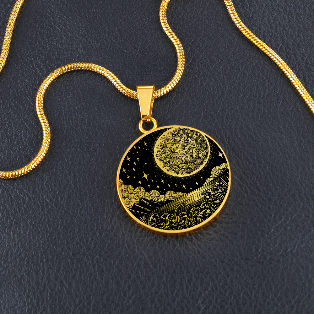 Full Moon Necklace For Women & Men - Stars Moon Pendant Necklaces For Couples - Gold Moon Jewelry Charms - Silver Celestial Necklace For Her