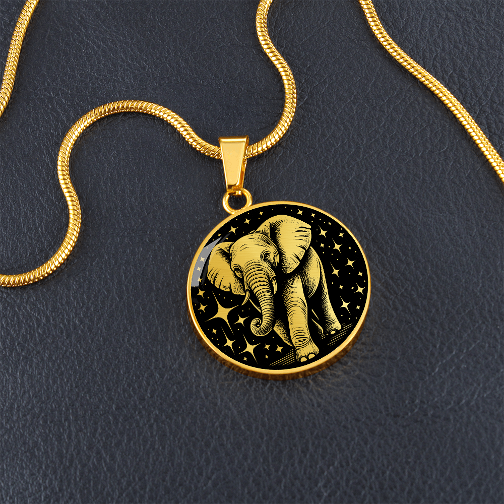Elephant Necklace, Good Luck Charm Pendant, Spirit Companion Jewelry Gifts, Engraved Gold Elephant Valentines Gift & Mothers Day Necklace