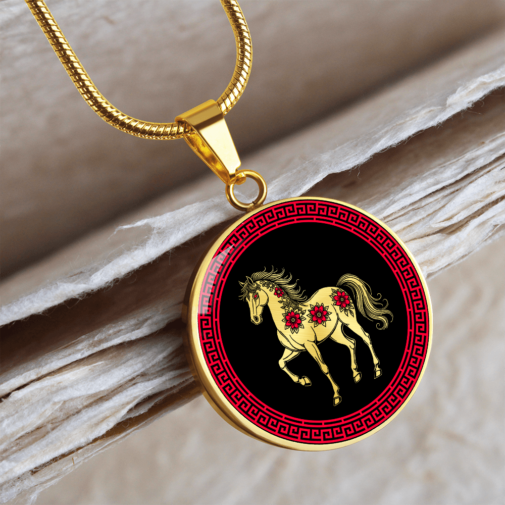 Horse Necklace Chinese Zodiac Pendant Jewelry