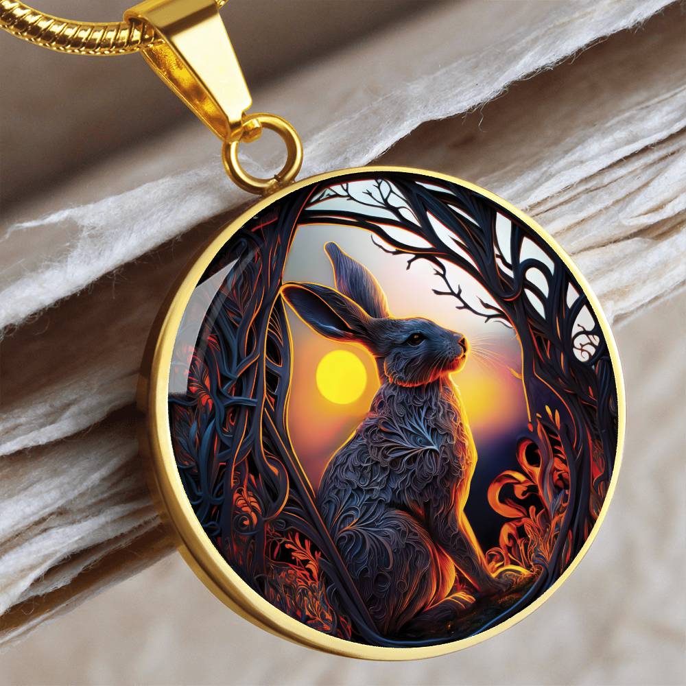 Easter Bunny Necklace, Personalized Year of the Rabbit Pendant, Chinese Zodiac Animal Jewelry, Engraved Spirit Companion & Mothers Day Gift