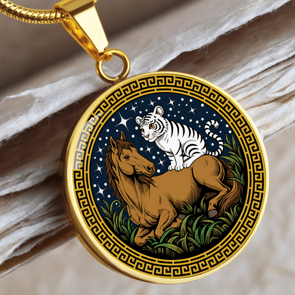 Tiger and Horse Necklace - Couples Chinese Zodiac Animal Pendant Jewelry