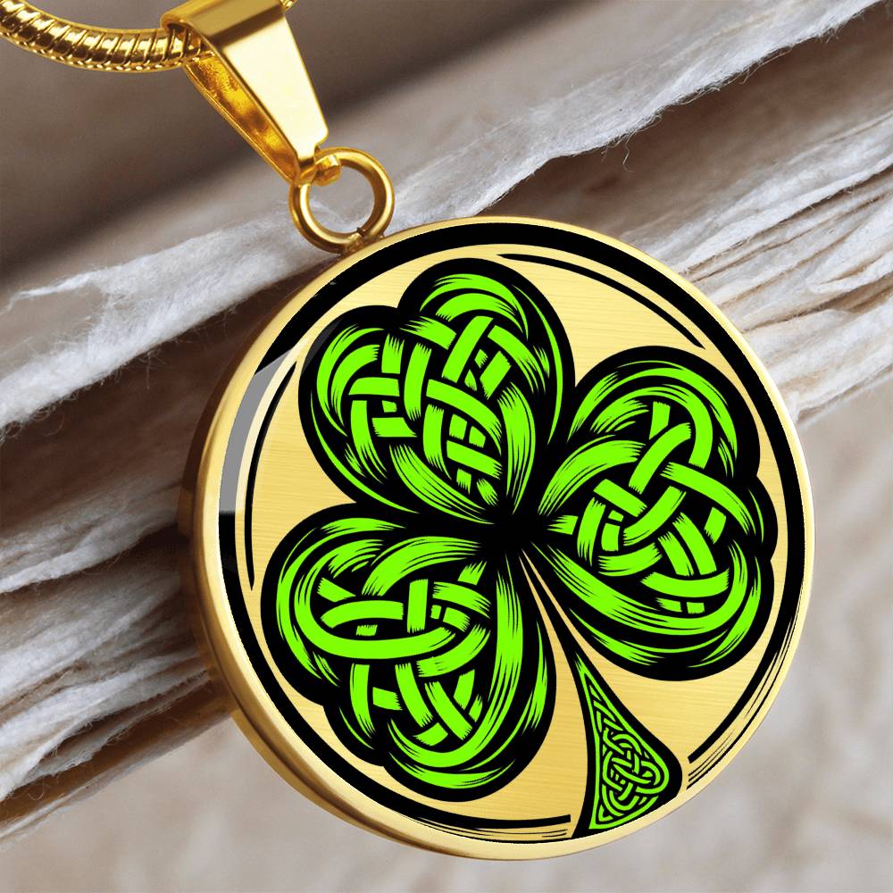 Celtic Clover Necklace, Shamrock Necklace, Four Leaf Clover Necklace, Good Luck Charm, Lucky Necklace, Saint Patricks Day Green Necklace
