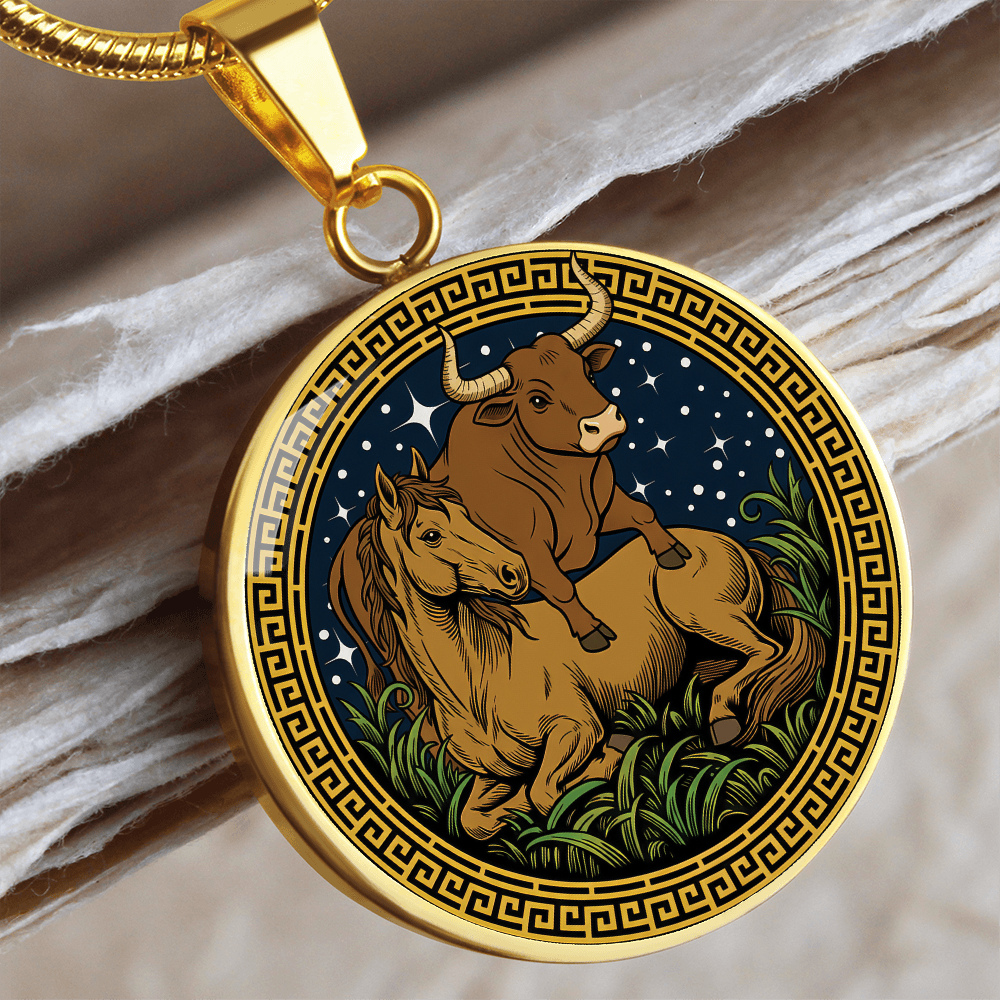 Ox and Horse Necklace - Couples Chinese Zodiac Animal Pendant Jewelry