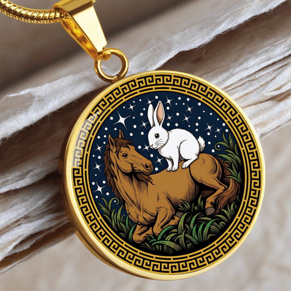 Rabbit and Horse Necklace - Couples Chinese Zodiac Animal Pendant Jewelry