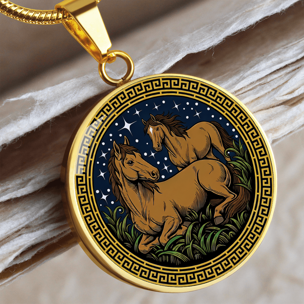 Horse and Horse Necklace - Couples Chinese Zodiac Animal Pendant Jewelry