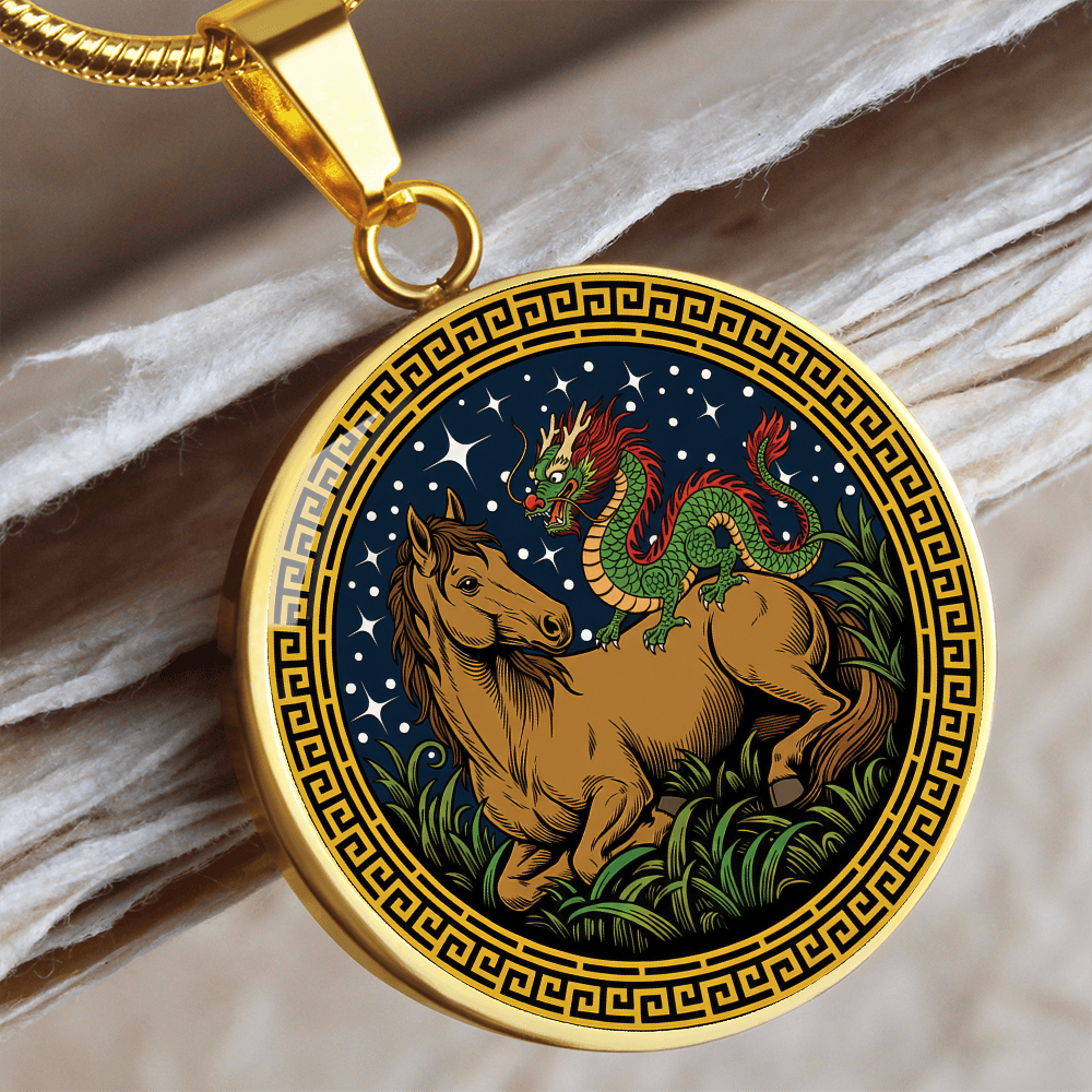 Dragon and Horse Necklace - Couples Chinese Zodiac Animal Pendant Jewelry