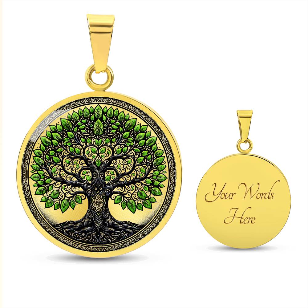Yggdrasil Tree of Life Necklace is The Perfect Gift for Family Growth & Connection. Engraved Personalized Gold Plated Tree of Life Pendant.
