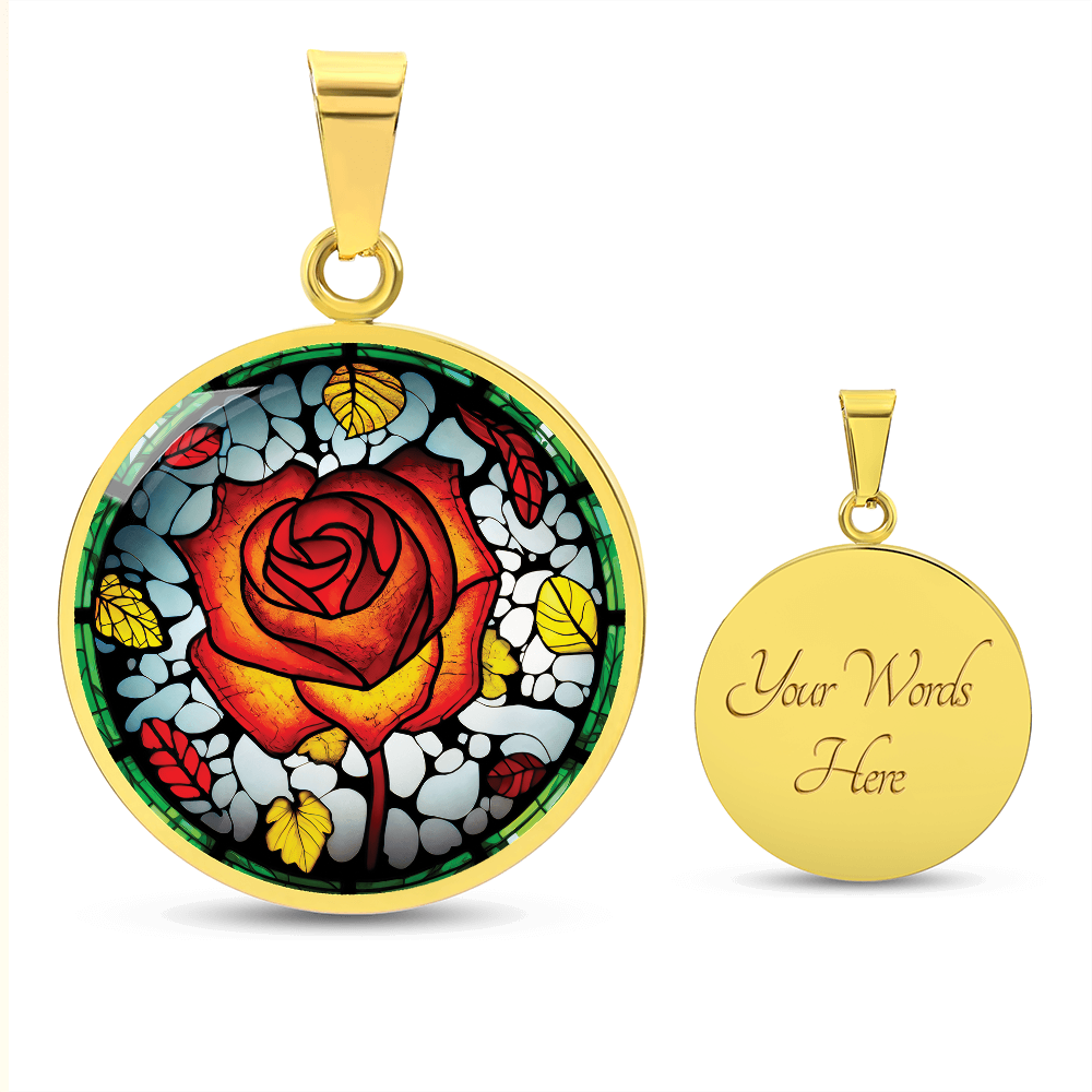 Red Rose Necklace - June Birth Flower Pendant Jewelry