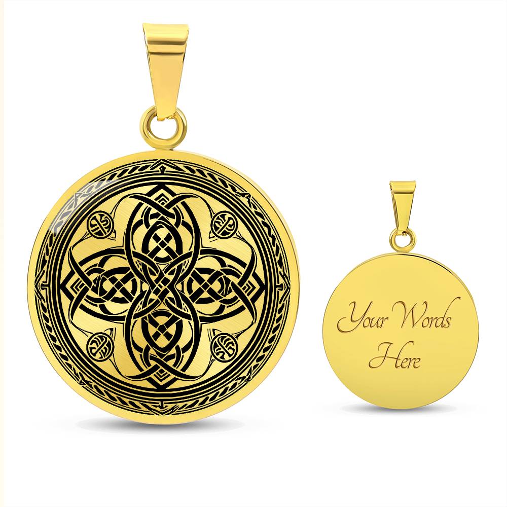 Gold Engraved Witches Knot Necklace