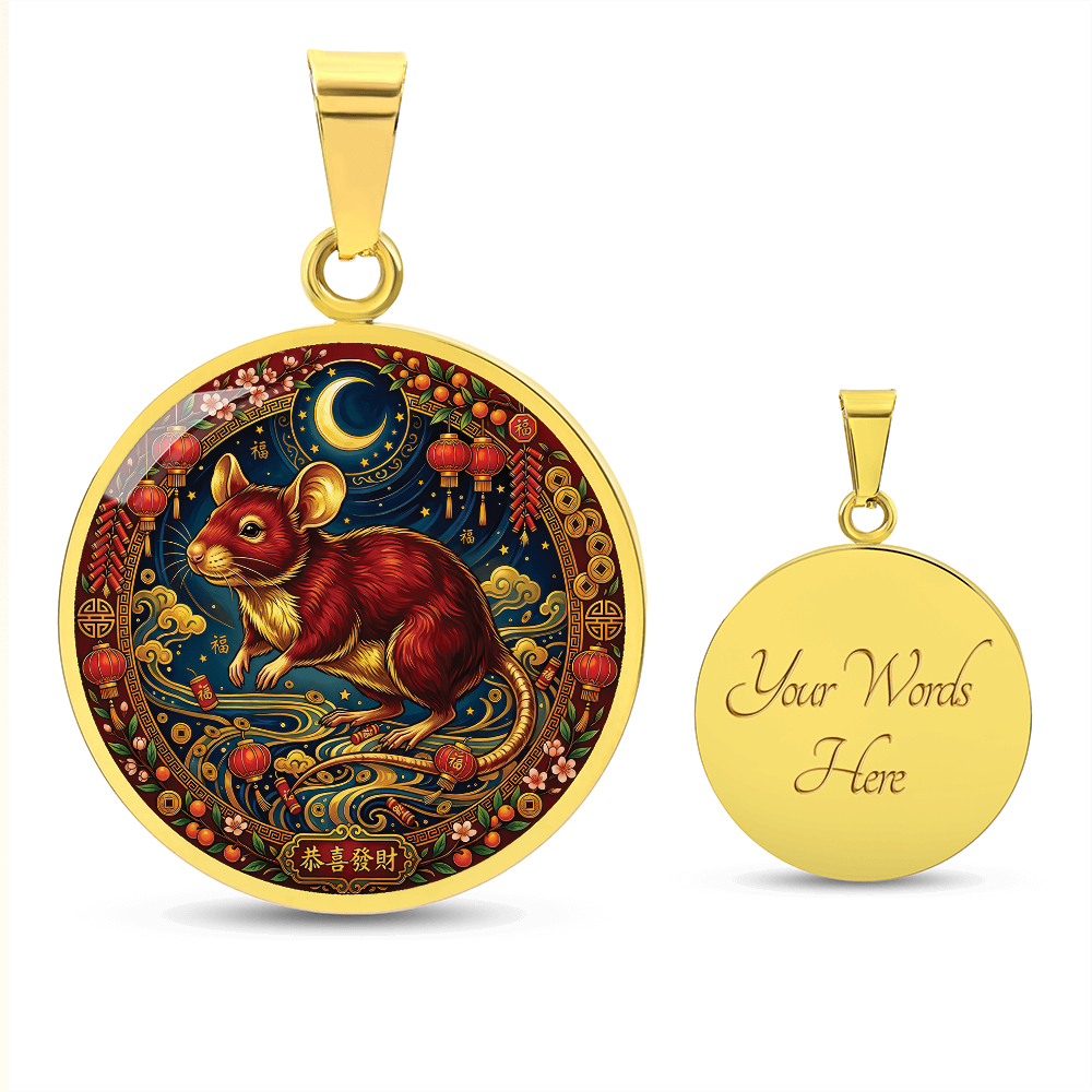 Year of The Rat Necklace - Chinese Zodiac Animal Charm Pendant Jewelry