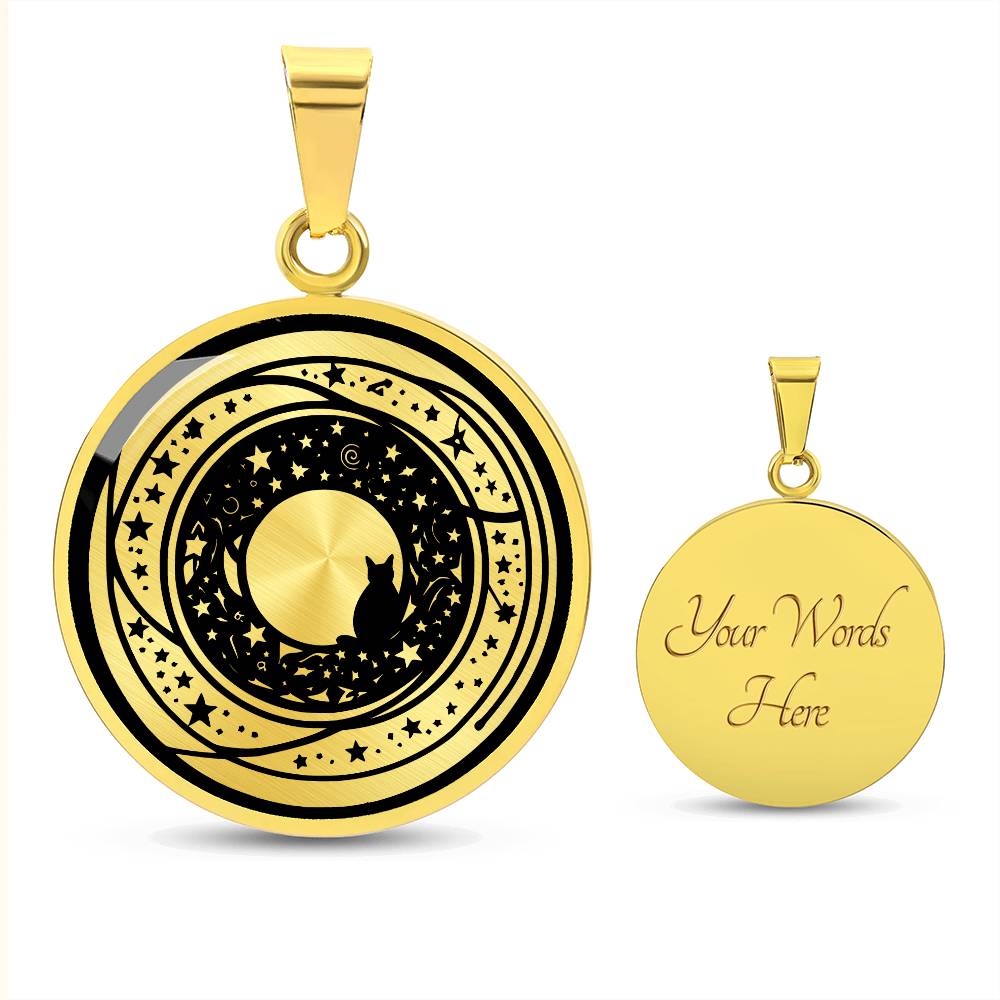 Engraved Gold Witch Necklace Pendant
