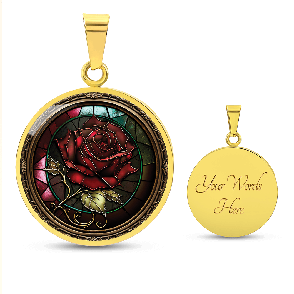 Red Rose Necklace - June Birth Flower Pendant Jewelry