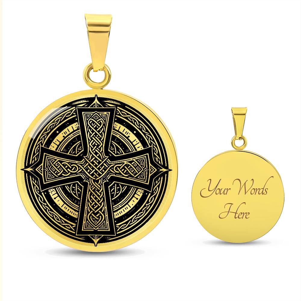 Celtic Cross Necklace, Engraved Celtic Jewelry, Personalized Cross Pendant Necklace