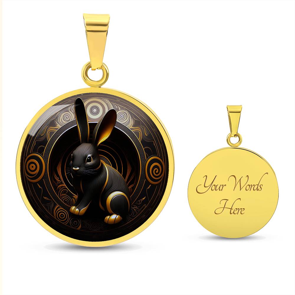 Black Rabbit Necklace, Year of The Rabbit 2023 Lunar New Year Gift, Personalized Easter Gold Bunny Necklace, Chinese Zodiac Animal Jewelry