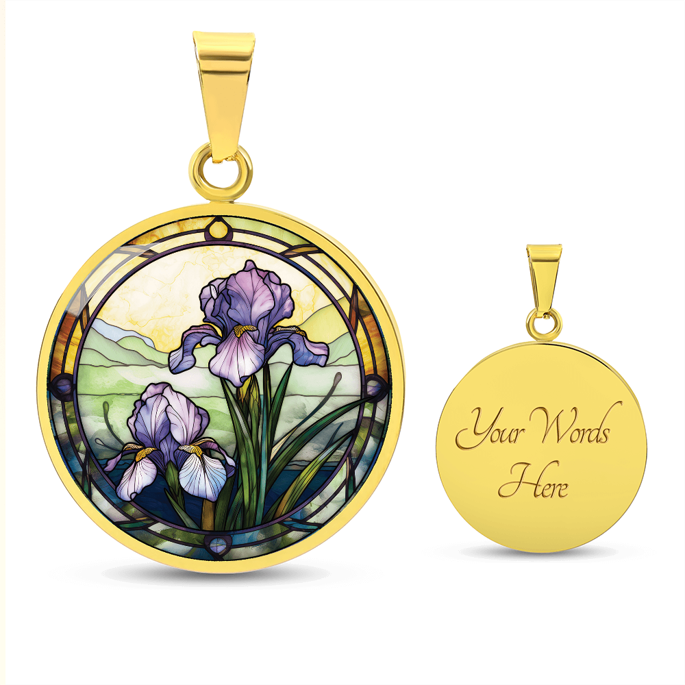 Iris Necklace - February Birth Flower Pendant Jewelry