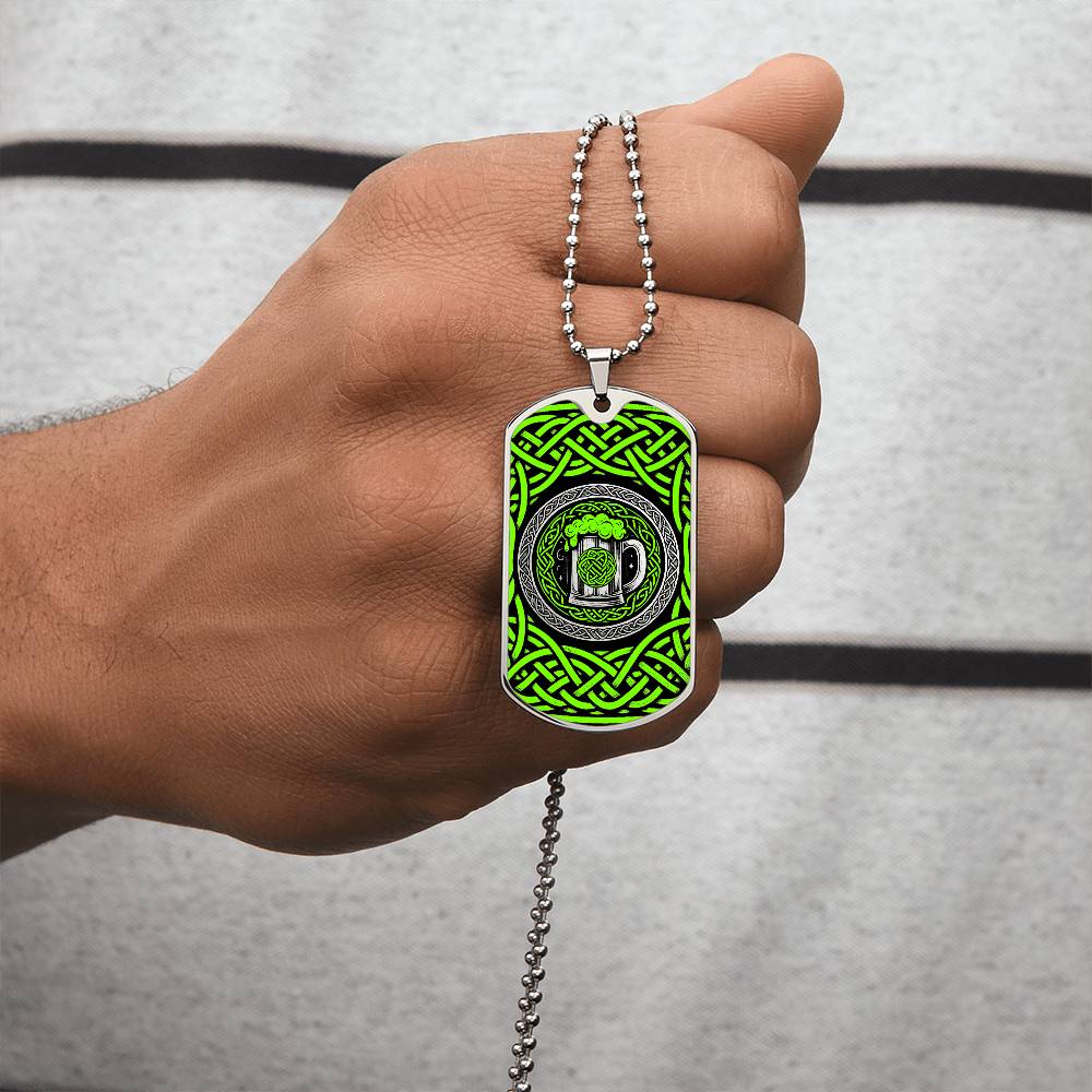 Mens Celtic Necklace, Mens necklace, Personalized Beer Gifts, Green Necklace, Irish Jewelry, Viking gift, Norse Jewelry, Celtic Knot Pendant