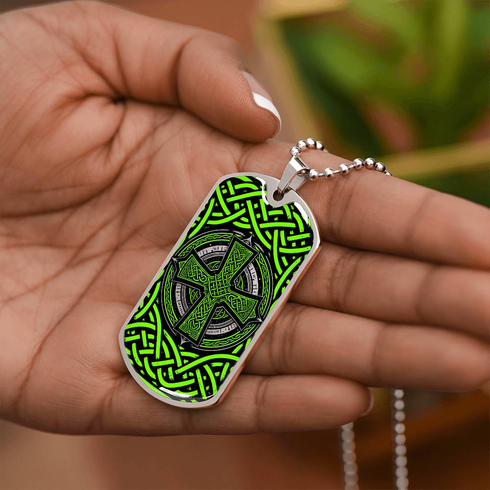 Engraved Celtic Cross Necklace, Celtic Jewelry, Celtic Knot Pendant