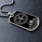 an elegant Silver pendant Viking Necklace. Colors are silver and black. This jewelry offers personalization with an engraving option for a name.