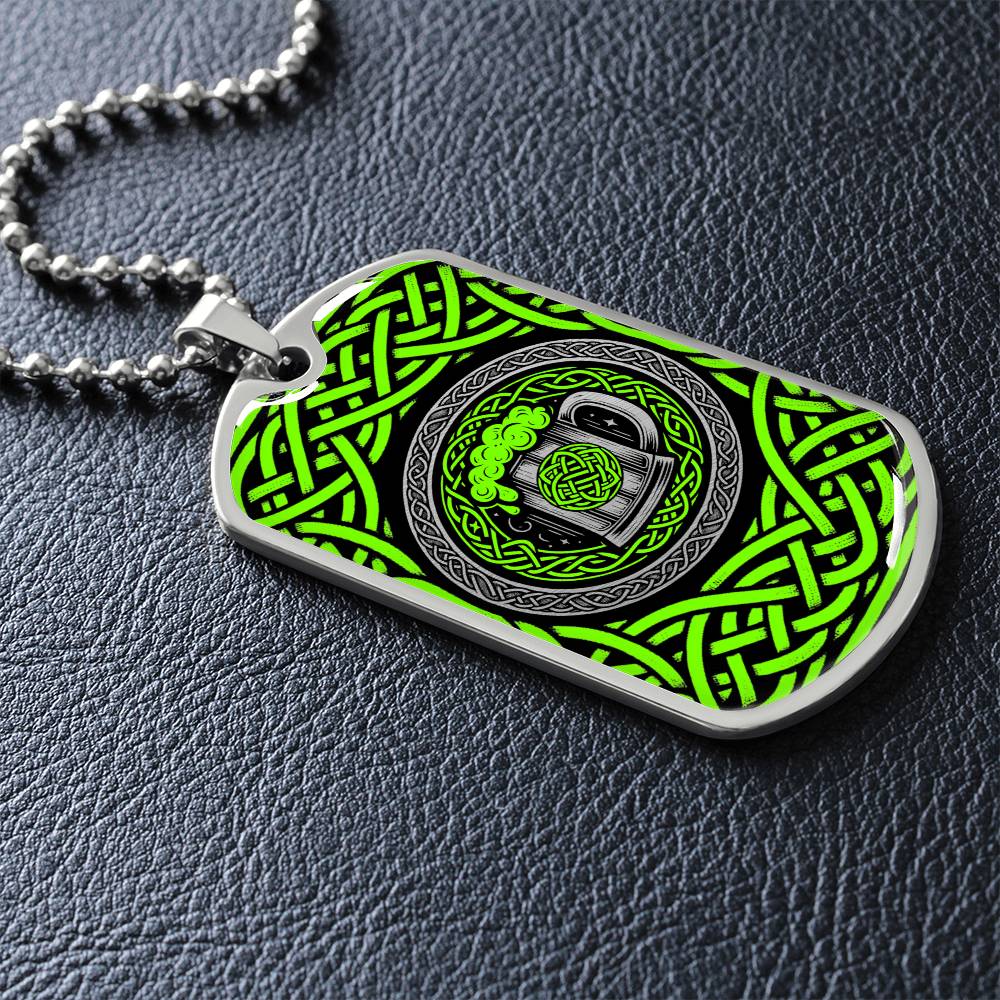 Mens Celtic Necklace, Mens necklace, Personalized Beer Gifts, Green Necklace, Irish Jewelry, Viking gift, Norse Jewelry, Celtic Knot Pendant