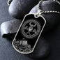 an elegant Silver pendant Viking Necklace. Colors are silver and black. This jewelry offers personalization with an engraving option for a name.