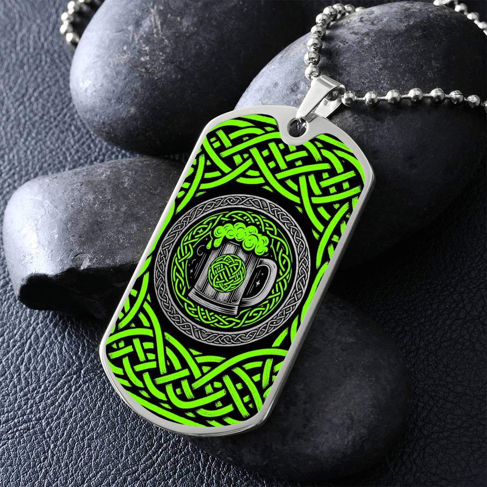 Mens Celtic Necklace, Mens necklace, Personalized Beer Gifts, Green Necklace, Irish Jewelry, Viking gift, Norse Jewelry, Celtic Knot Pendant