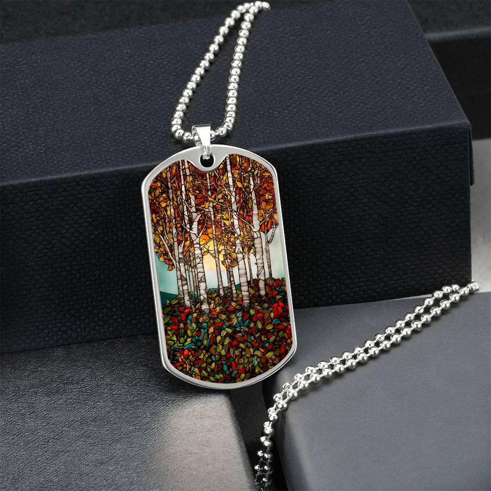 Engraved Birch Necklace Dogtags