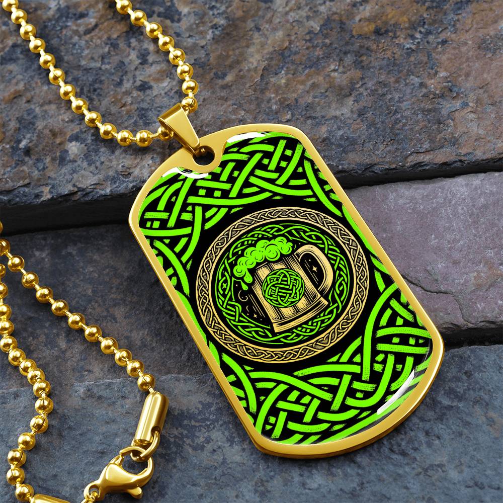 Mens Celtic Necklace, Mens necklace, Personalized Beer Gifts, Green Necklace, Irish Jewelry, Viking gift, Norse Jewelry, Celtic Knot Pendant
