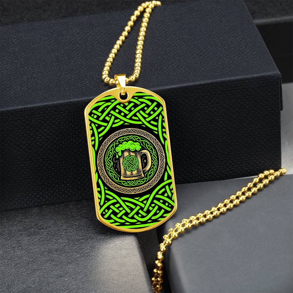 Mens Celtic Necklace, Mens necklace, Personalized Beer Gifts, Green Necklace, Irish Jewelry, Viking gift, Norse Jewelry, Celtic Knot Pendant