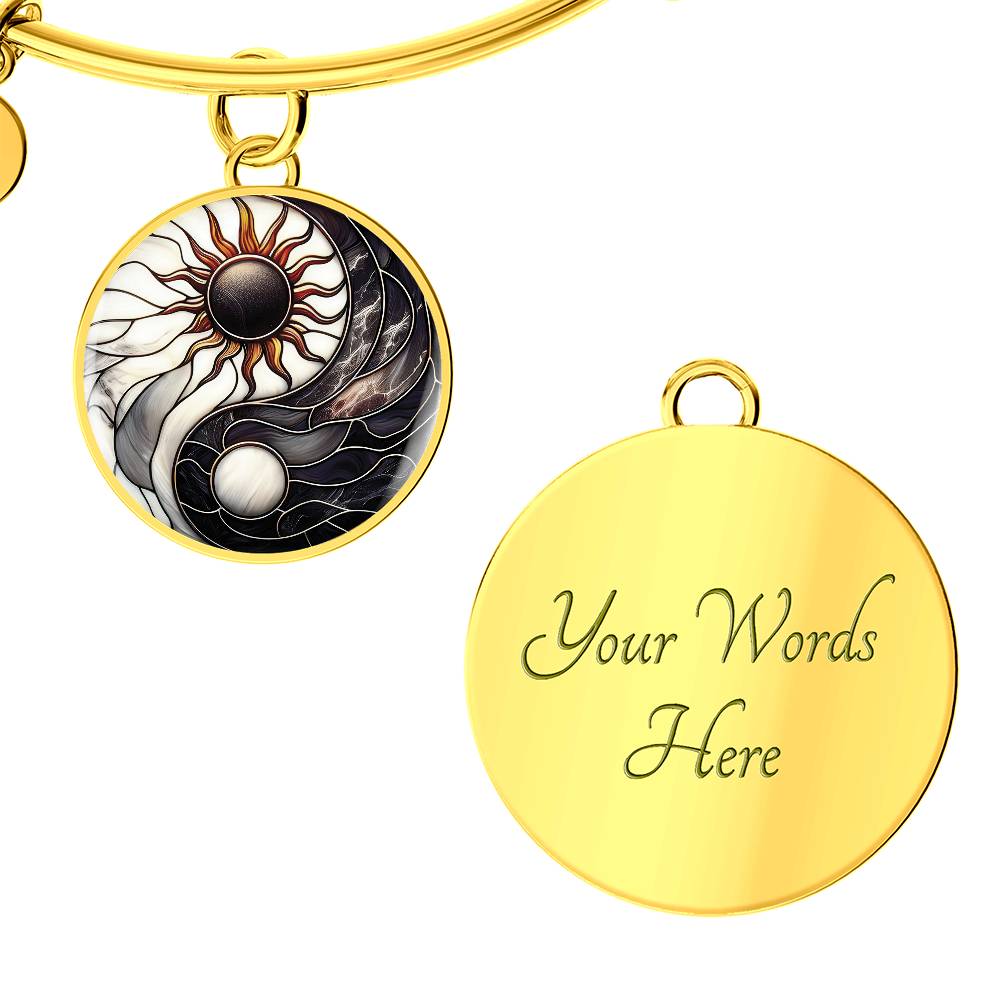 Sun and Moon Bracelet, Personalized Celestial Jewelry, 18K Gold Yin and Yang Charm Pendant, Harmony & Unity Space Gift For Her