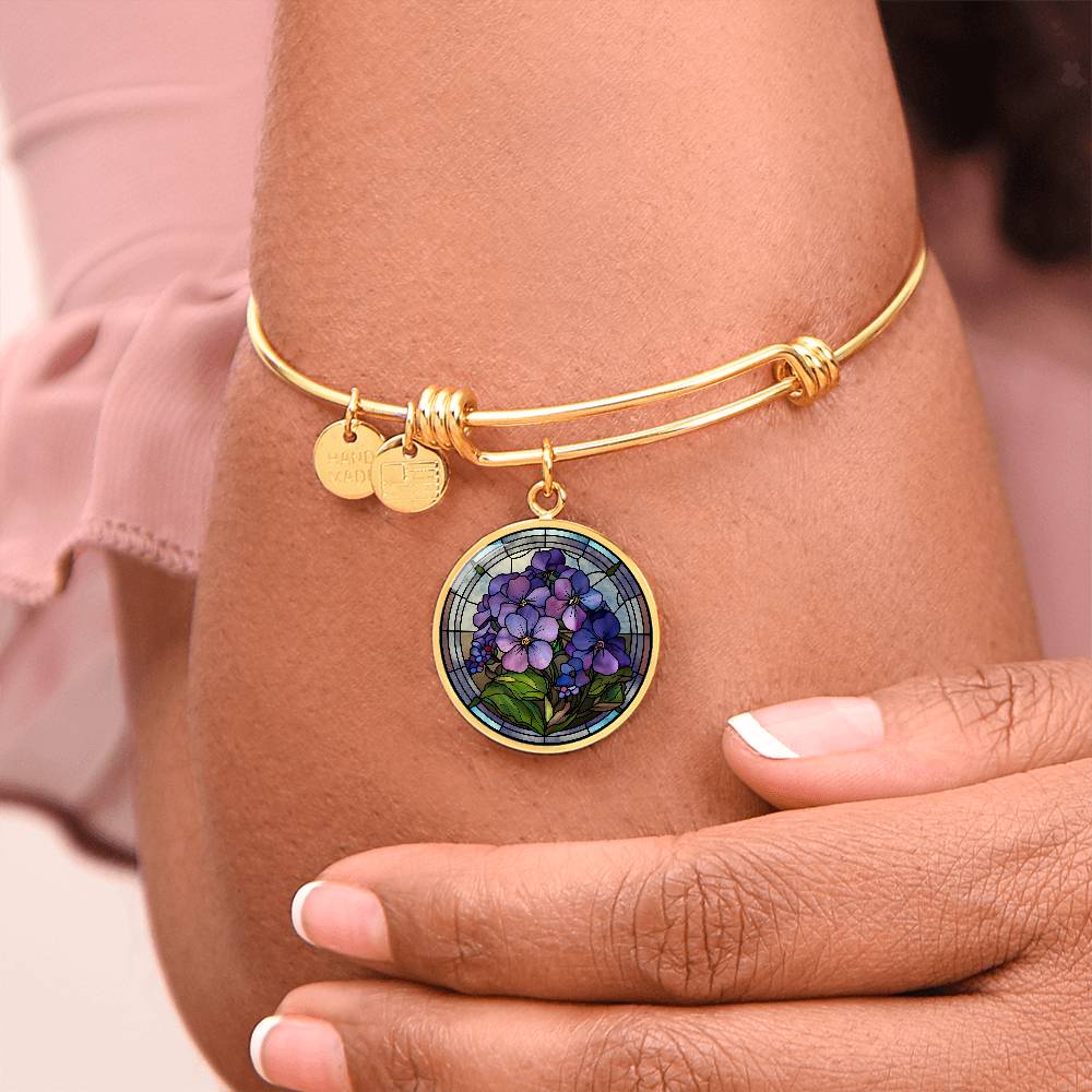 African Violet Birth Flower Bracelet, February Birthday Violet Flower Jewelry, Birth Month Flower Valentines Gifts & Mothers Day Bracelet