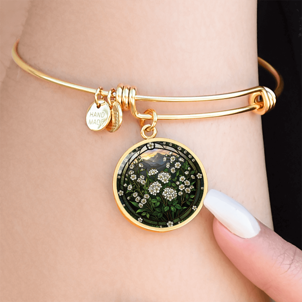 White Hawthorn Bracelet - May Birth Flower Pendant Jewelry